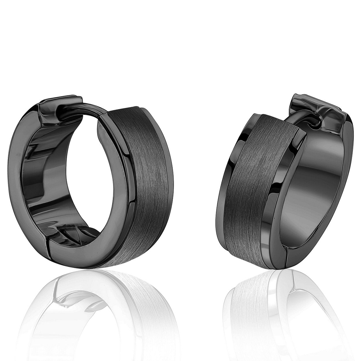 Mixed Finish Huggie Earrings