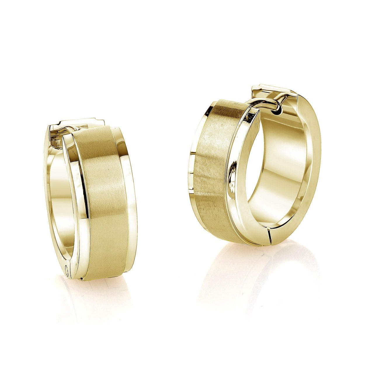 Mixed Finish Huggie Earrings