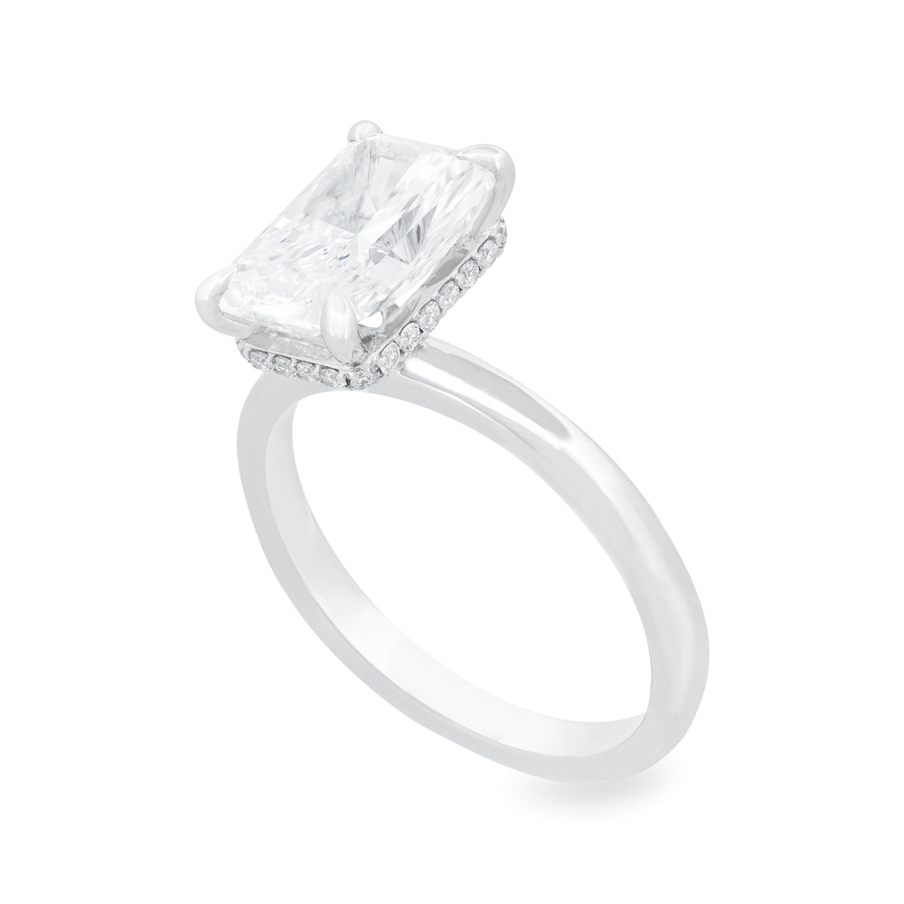 Radiant Lab-Grown Engagement Ring with Hidden Halo