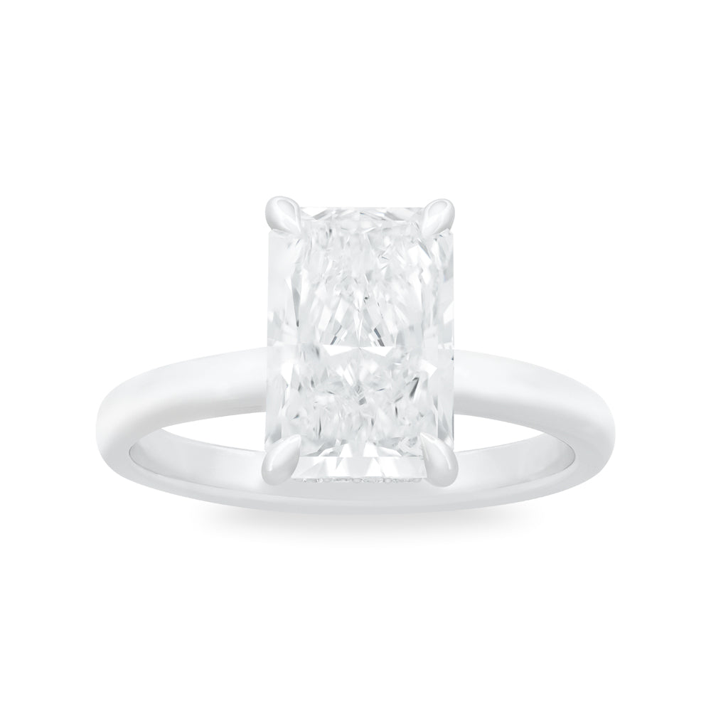 Radiant Lab-Grown Engagement Ring with Hidden Halo
