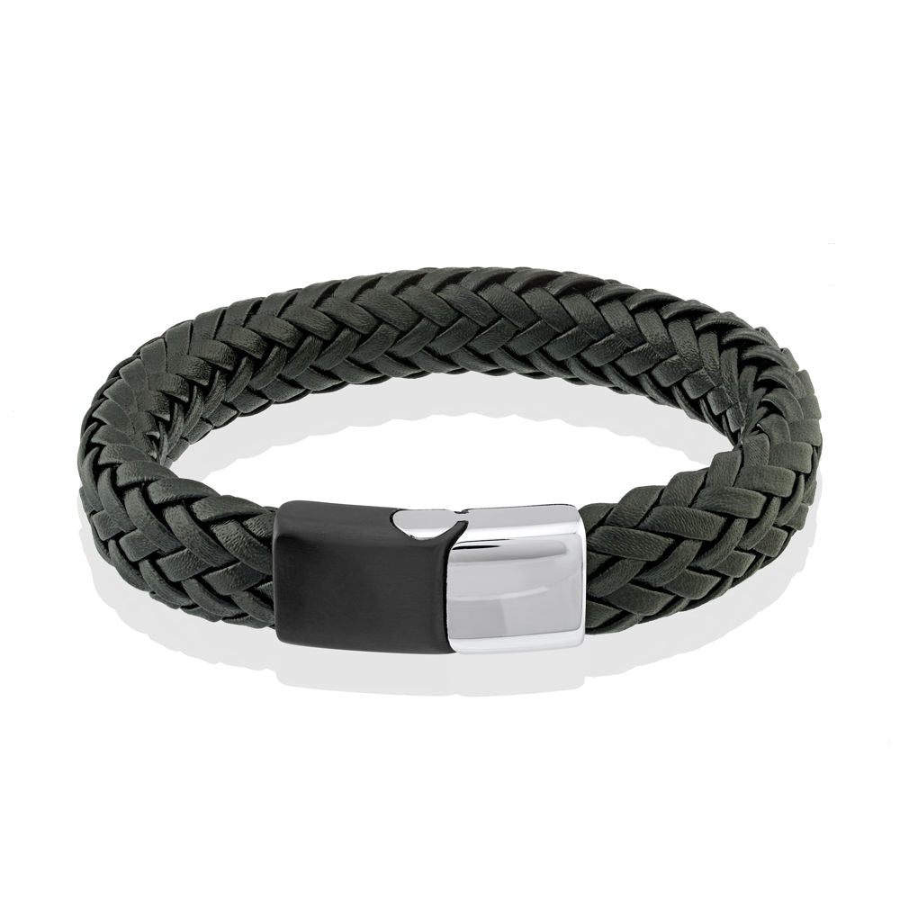 Woven Leather Sideways Clasp Bracelet