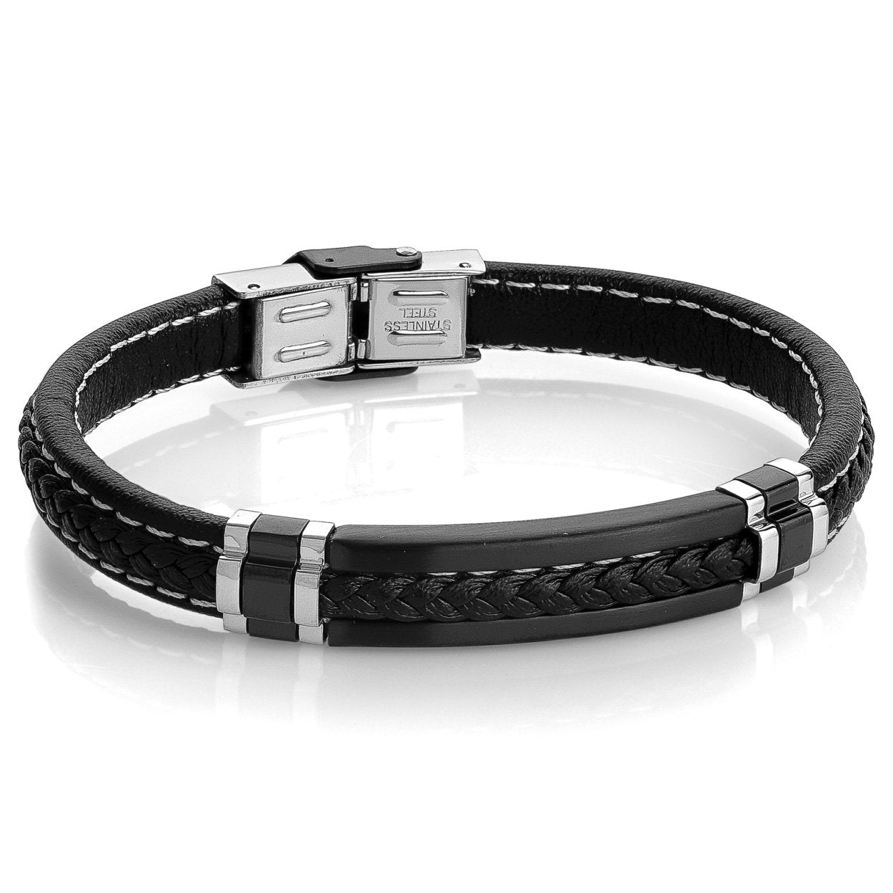 Braided Leather & Stainless Bracelet
