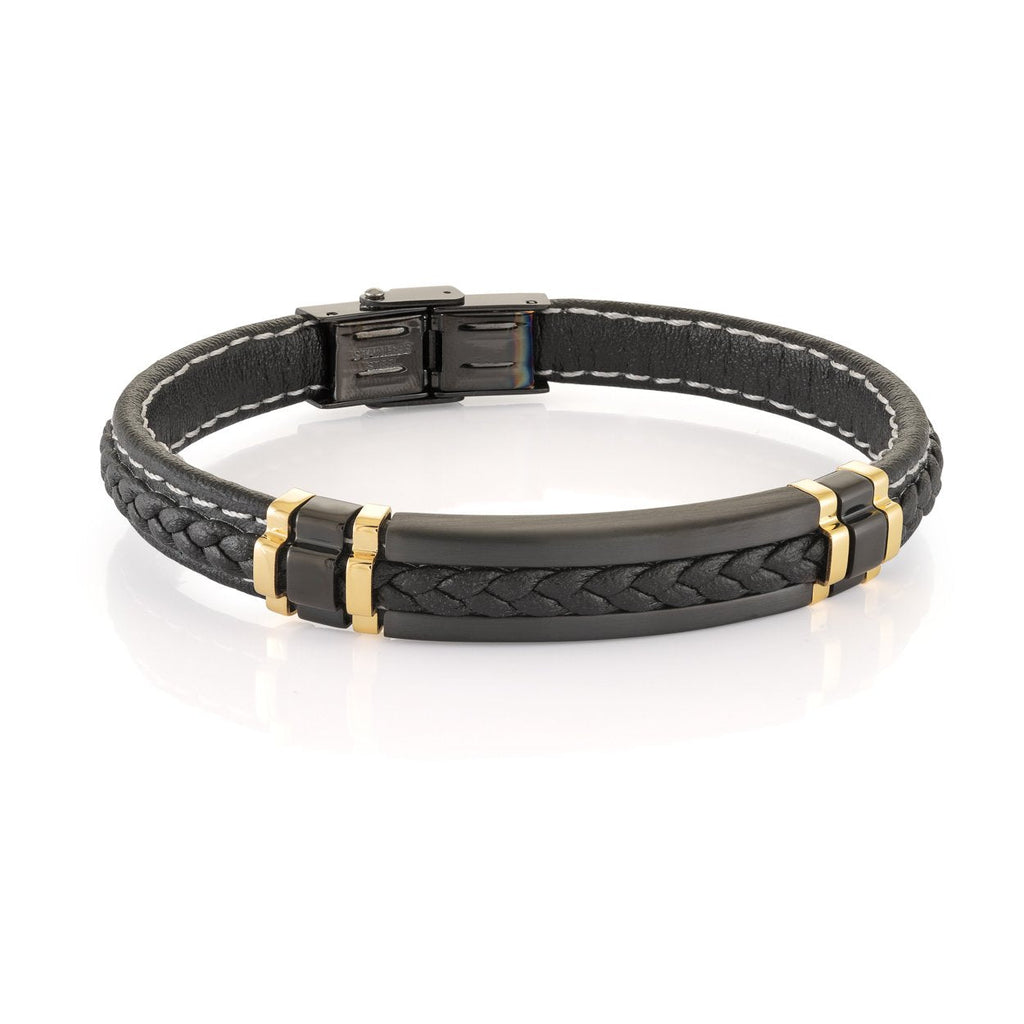 Braided Leather & Stainless Bracelet