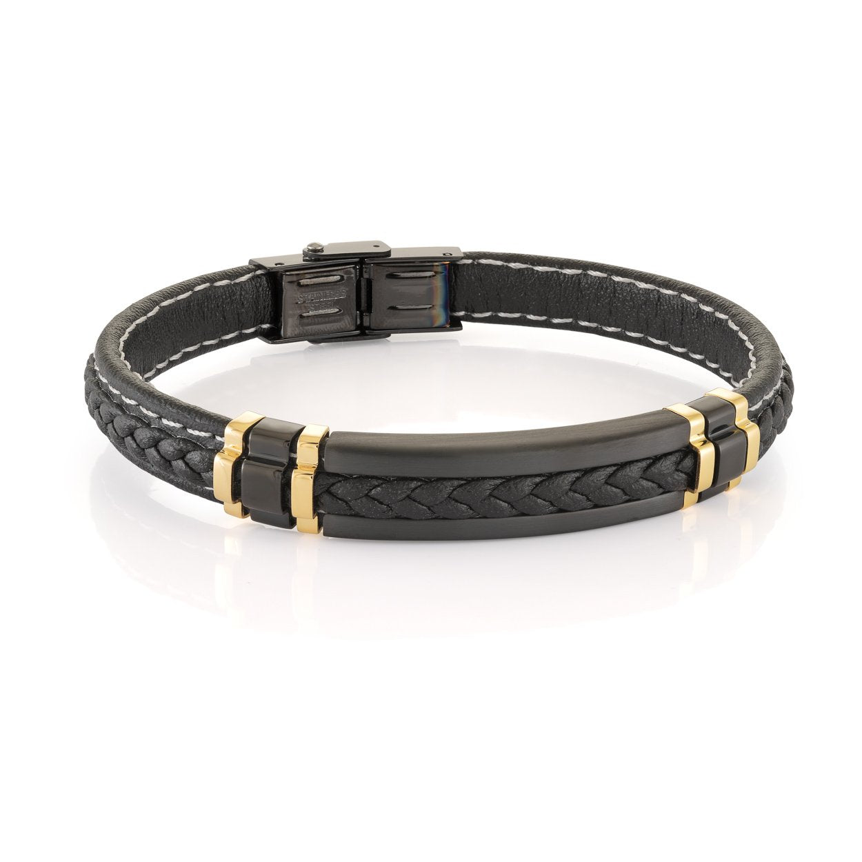 Braided Leather & Stainless Bracelet