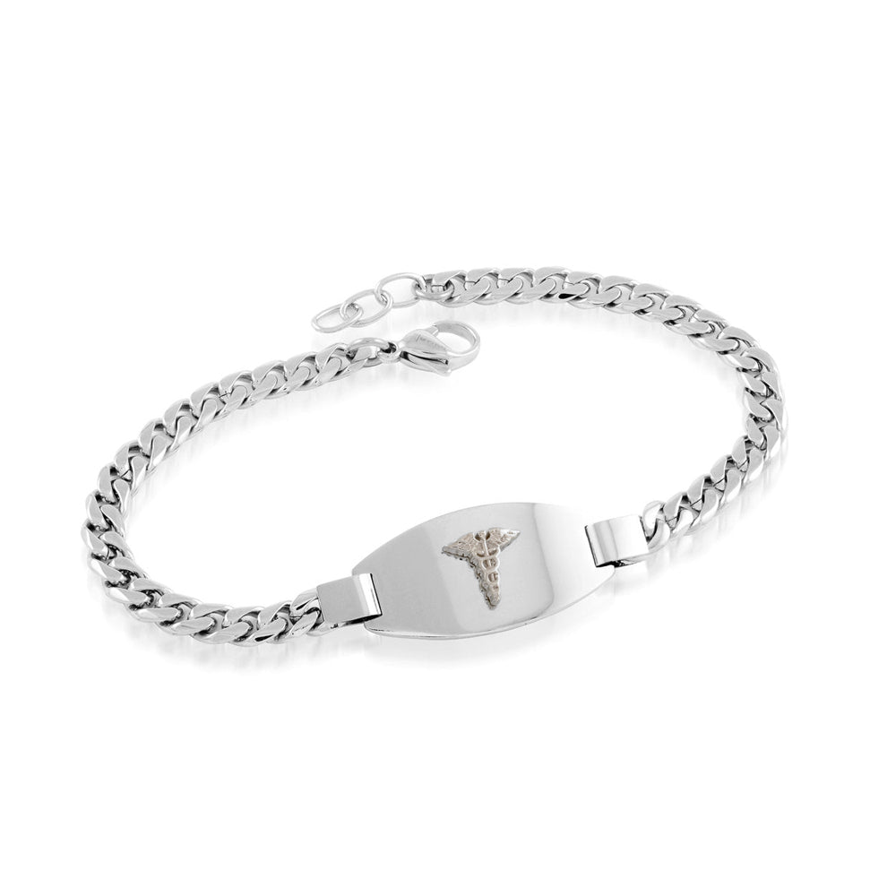 Stainless Steel Curb Medical Bracelet