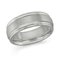 Tungsten ring with a brushed finish on a white background