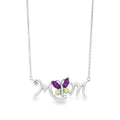 Sterling Gemstone “Mom” Necklace
