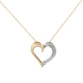 Two-Tone Floating Diamond Heart Necklace