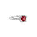 Garnet & Diamond Halo Ring