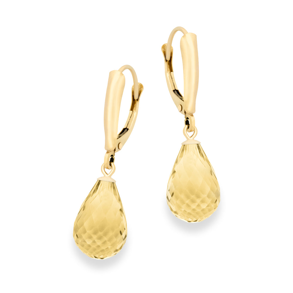 Gold Dangle Earrings - Citrine or Amethyst