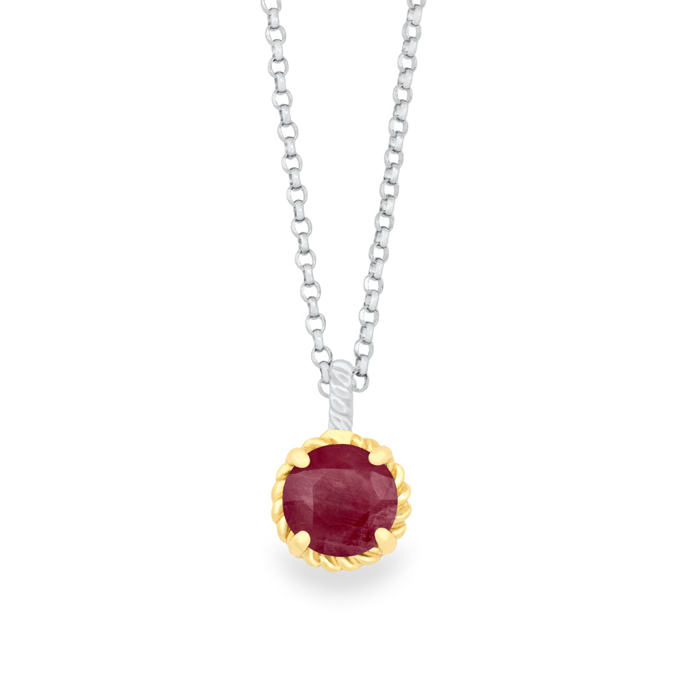 Solitaire Gemstone Necklace - Sapphire or Ruby
