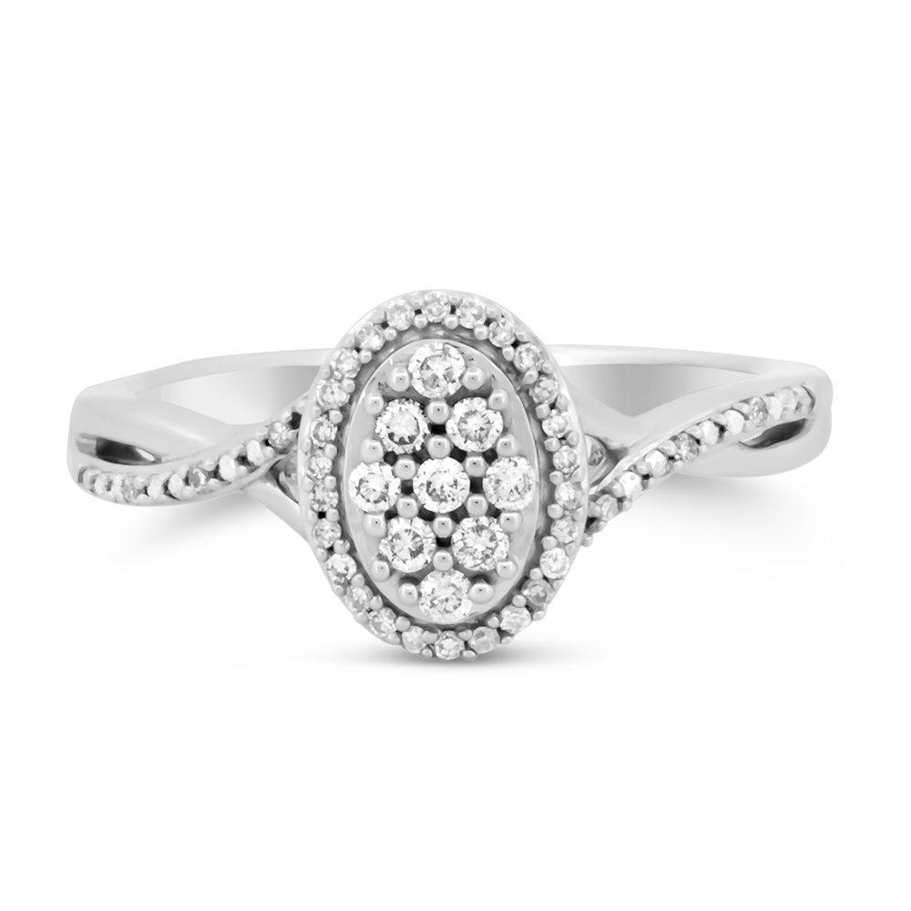 Oval-Shaped Diamond Cluster Ring