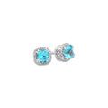 Blue Topaz & Diamond Halo Earrings