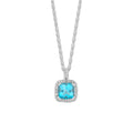 Blue Topaz & Diamond Halo Necklace