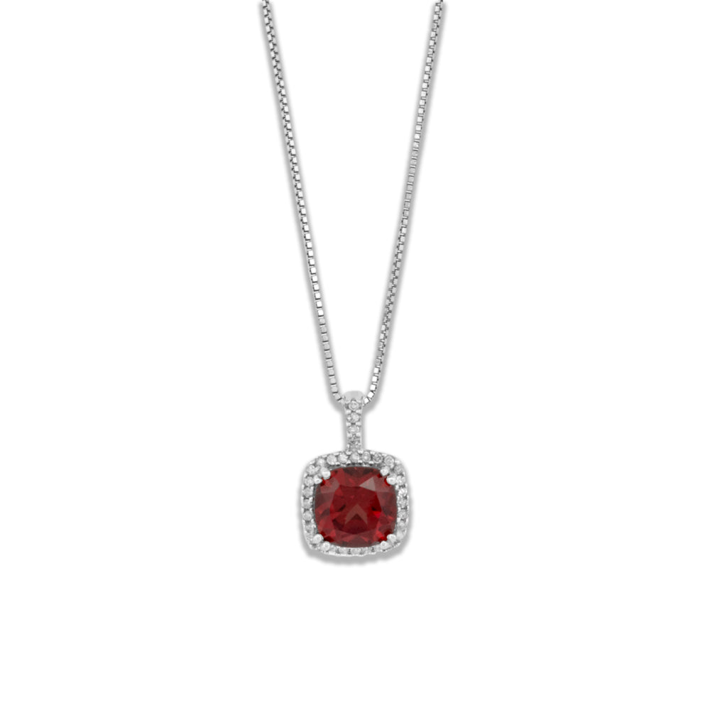 Garnet & Diamond Halo Necklace