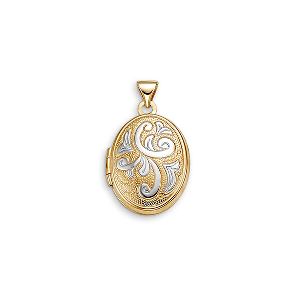 Two-Tone Gold Oval Locket Pendant