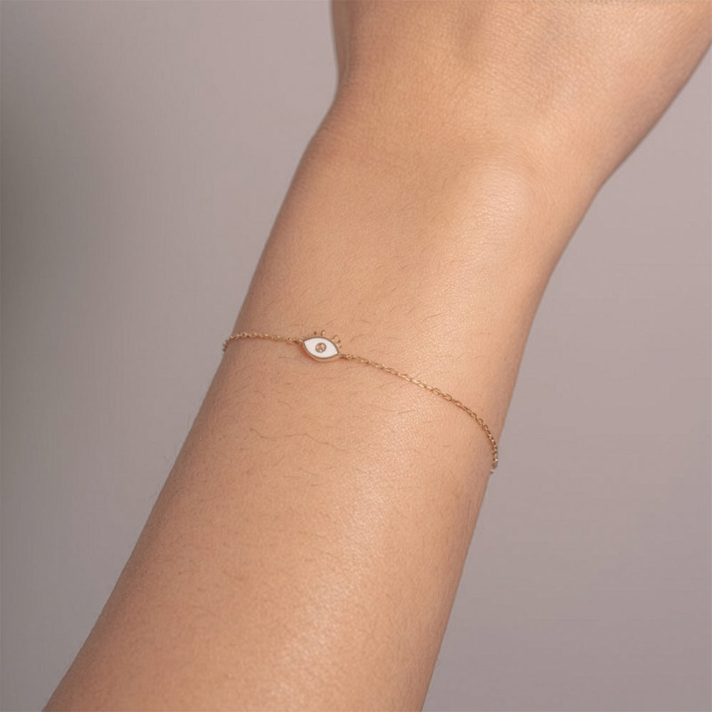 Gold Enamel Evil Eye Bracelet