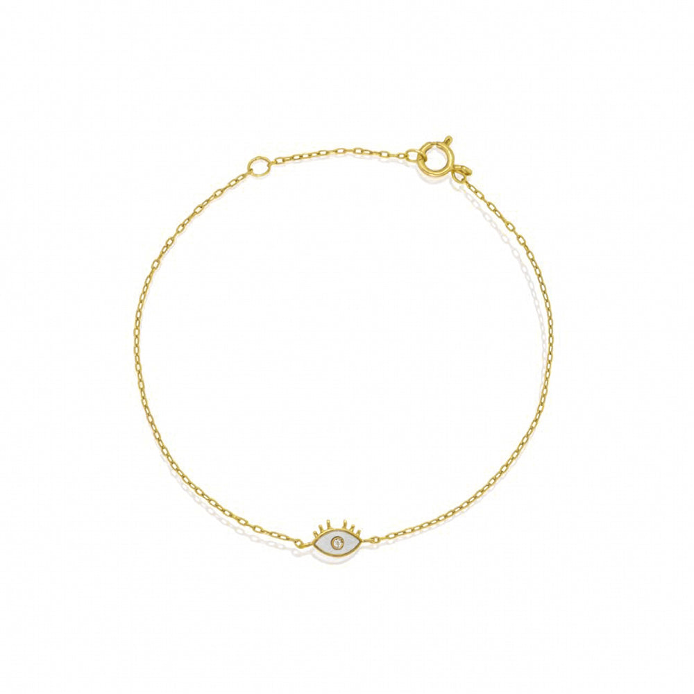 Gold Enamel Evil Eye Bracelet