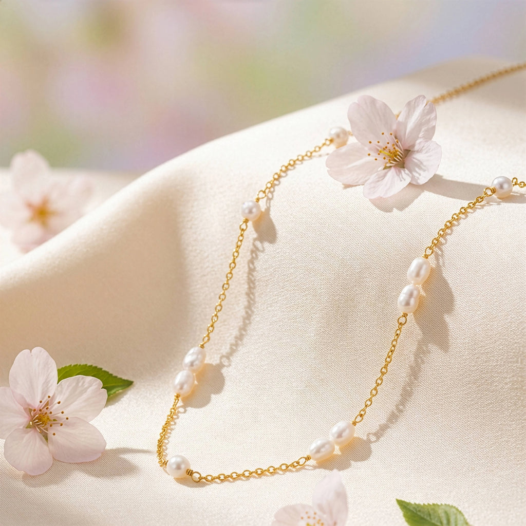Sterling Silver Gold Vermeil Freshwater Pearl Necklace
