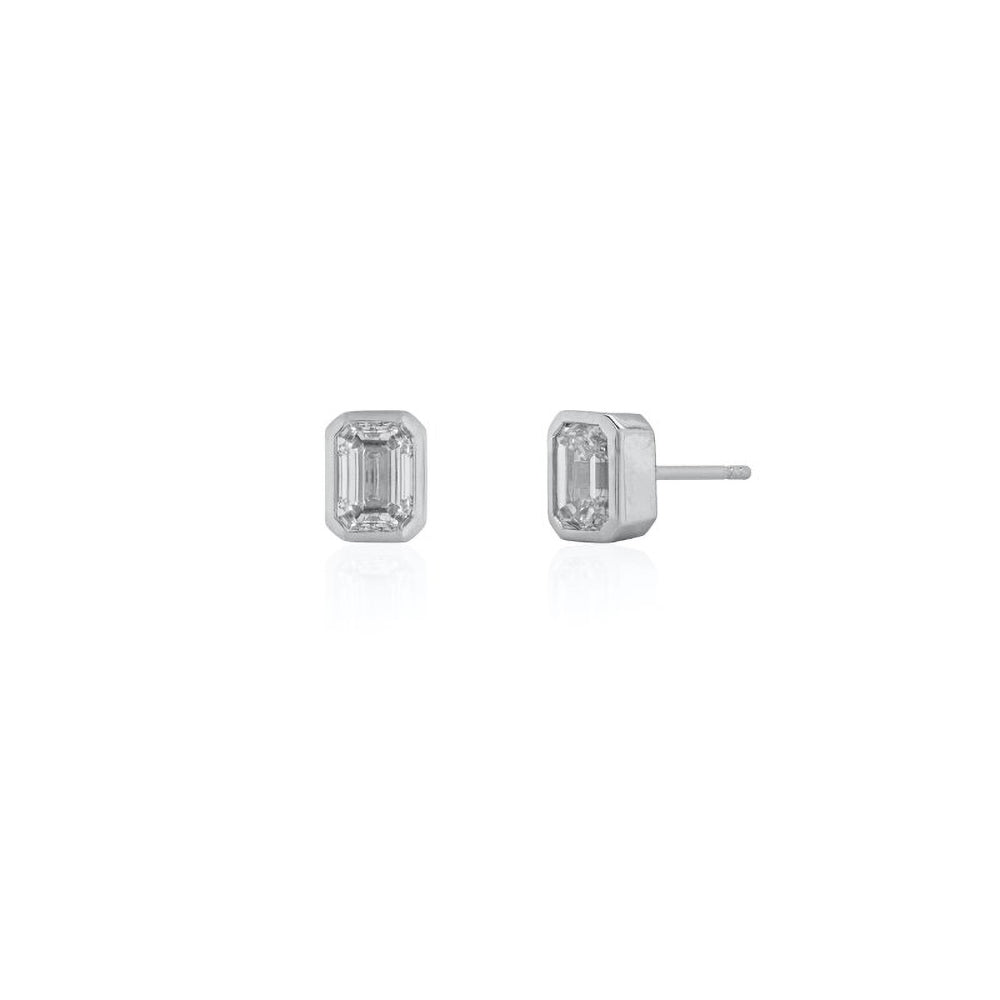 Lab-Grown Emerald Cut Diamond Studs 1ctw