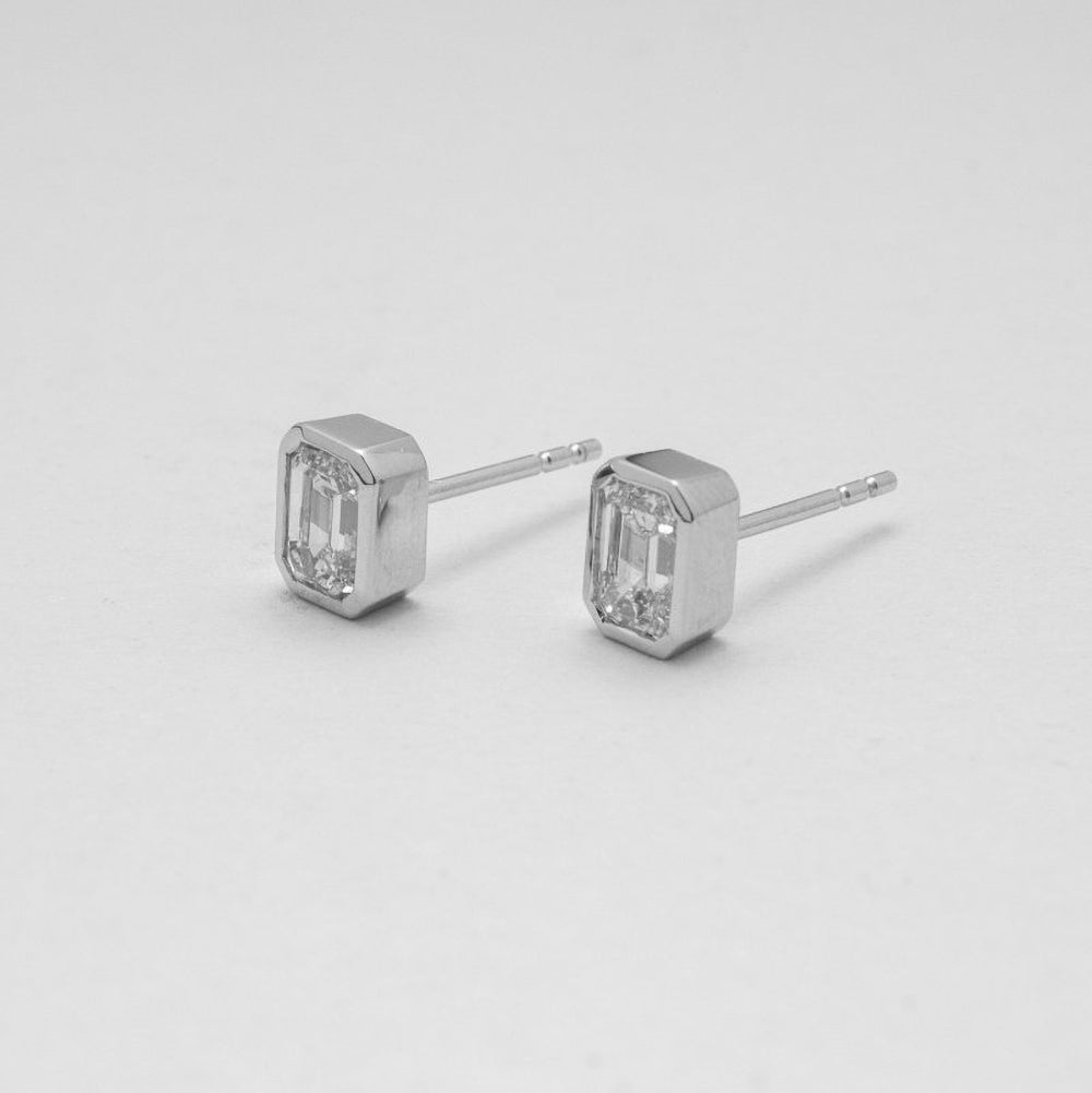 Lab-Grown Emerald Cut Diamond Studs 1ctw