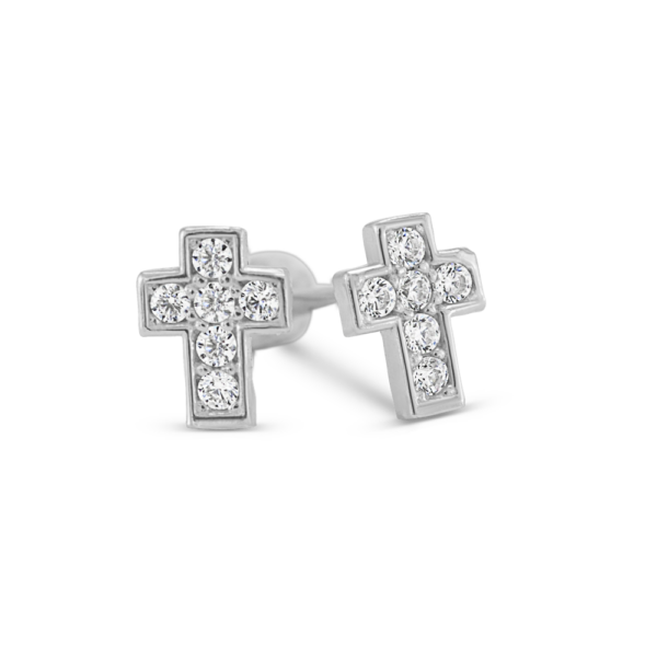 Gold Cross Shape Stud Earrings