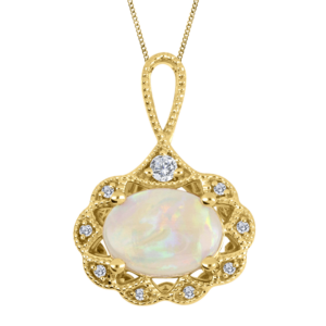 Gold Opal and Diamond Necklace