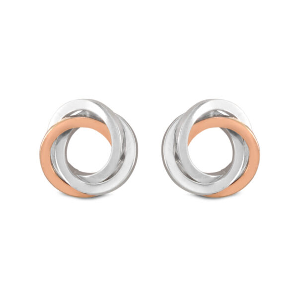 White and Rose Gold Swirl Stud Earrings