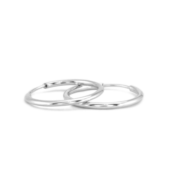 White Gold Sleeper Hoop Earrings