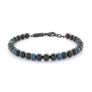 Stainless Steel Ion Plated Onyx Beads Bracelet