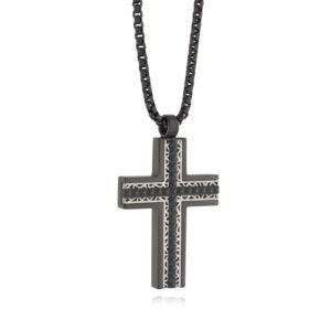 Italgem Black Cross Box Necklace
