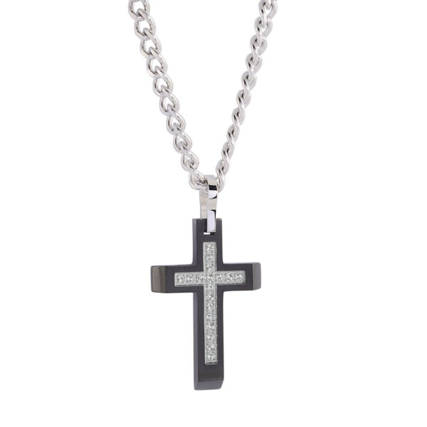 Stainless Cubic Zirconia Cross Necklace