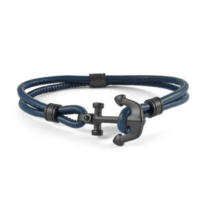 Italgem Blue Leather Anchor Bracelet