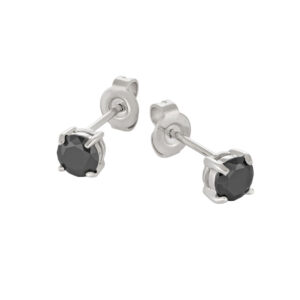 Italgem Black Cubic Zirconia Stud Earrings