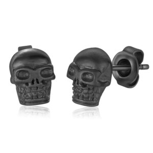 Italgem Black Skull Stud Earrings