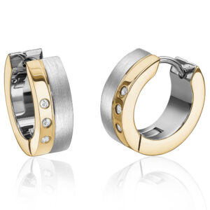 Italgem Silver and Gold Colour Huggie Style Earrings