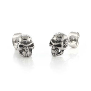 Italgem Ion-Plated Skull Earrings