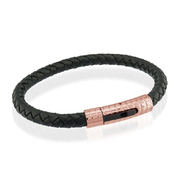 Black & Gold Leather Bracelet