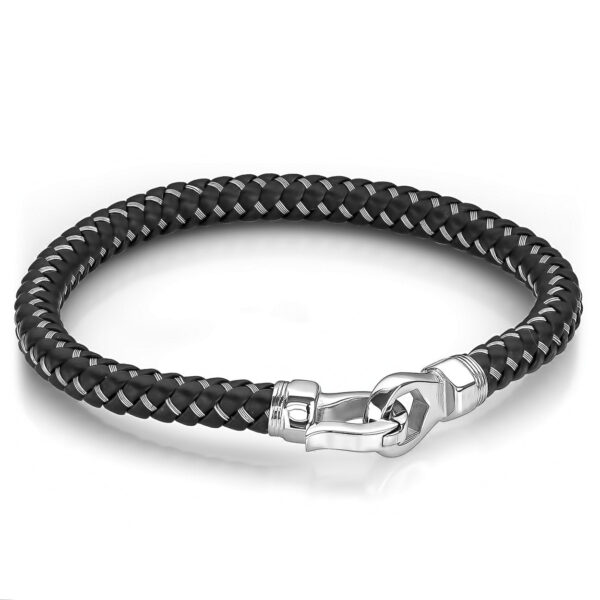 Woven Leather Bracelet with Decorative Clasp