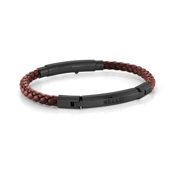 Leather & Stainless CZ Bracelet