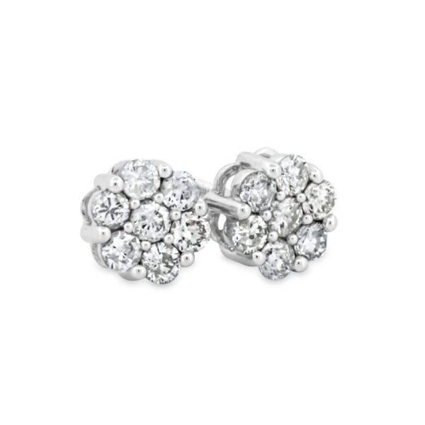 Screwback Cluster Diamond Studs 0.50ctw