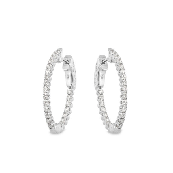 Gold & Diamond Hoop Earrings 1ctw