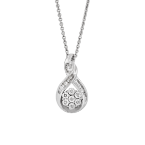 Baguette Diamond Silver Necklace