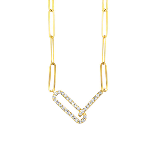 Diamond Encrusted Paperclip Necklace