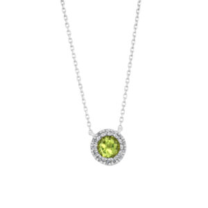 Peridot & Diamond Halo Necklace
