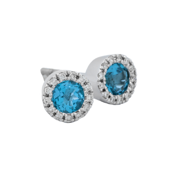 Blue Topaz & Diamond Studs