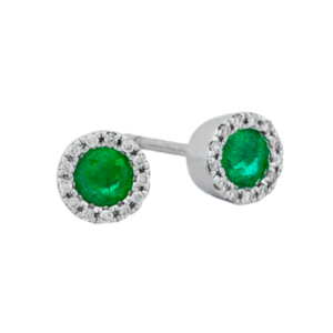 Emerald & Diamond Halo Earrings
