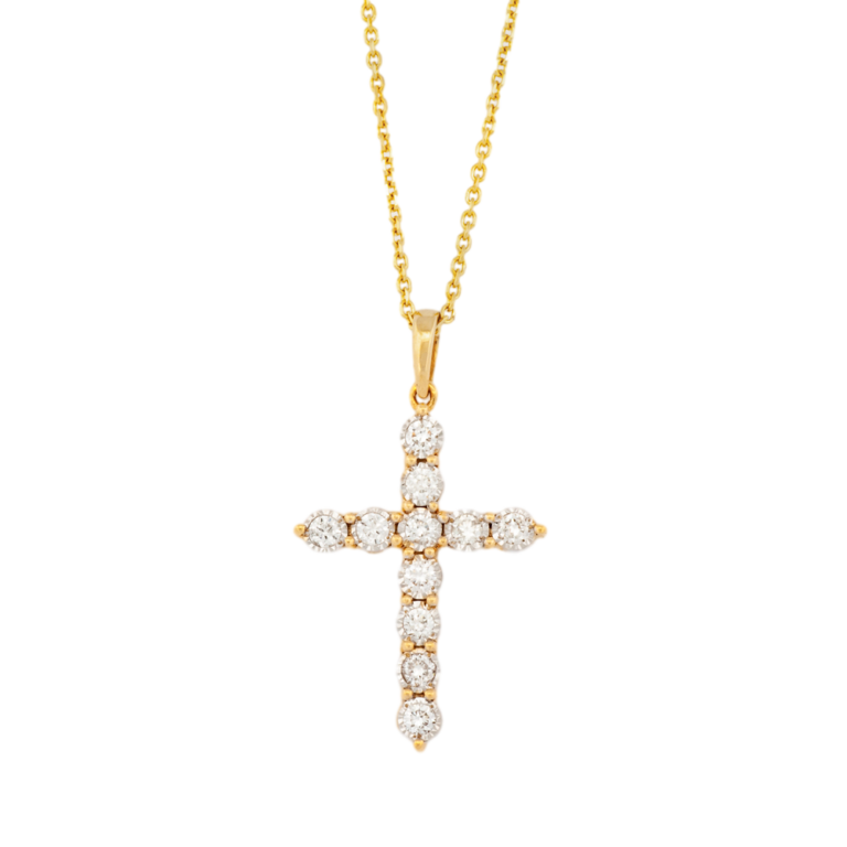 Gold & Diamond Cross Necklace - H Williams Jewellery