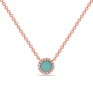 Turquoise & Diamond Halo Necklace