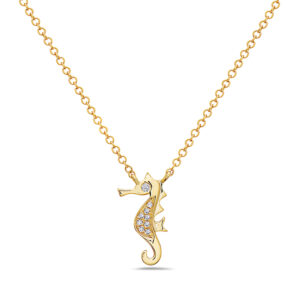 Gold & Diamond Seahorse Necklace